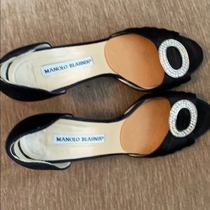 Manolo Blahink black satin evening shoe